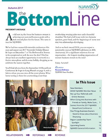 Autumn 2017 issue of NJAWBO's The Bottom Line