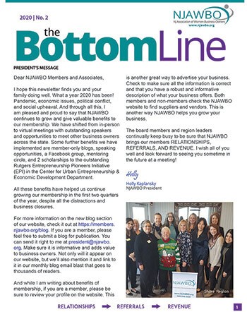 2019 1|2 issue of NJAWBO's The Bottom Line