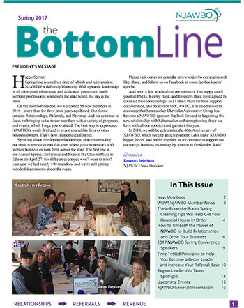 Spring 2017 issue of NJAWBO's The Bottom Line