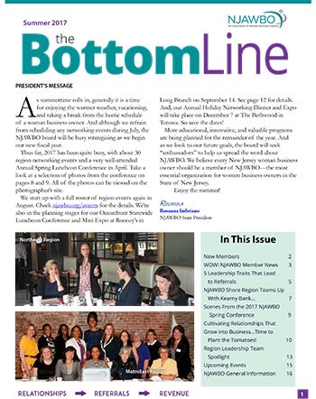 Summer 2017 issue of NJAWBO's The Bottom Line