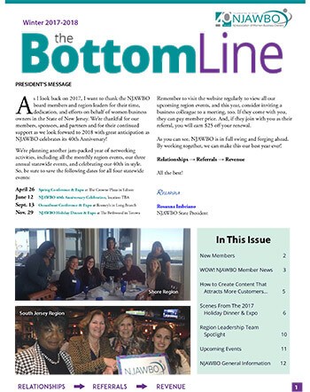 Winter 2017-2018 issue of NJAWBO's The Bottom Line